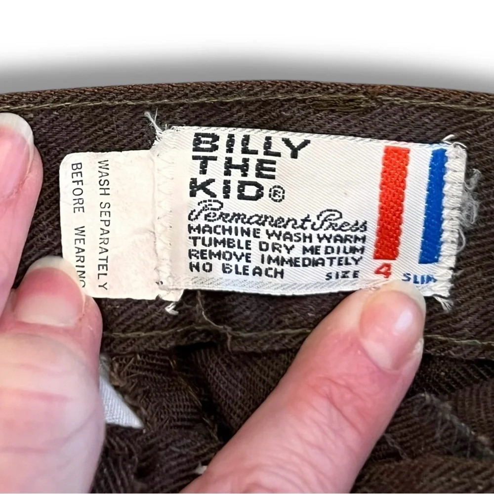 Vintage 70s Sears Billy the Kid Brown Bell Botton wide leg Pants Size 4 VTG Kids - Picture 2 of 5